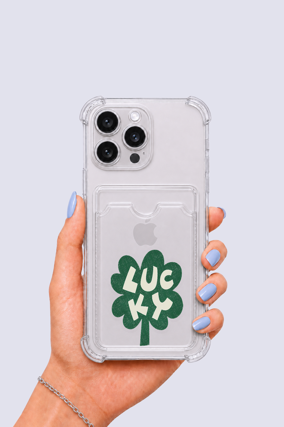 iPhone 16 Pro Max Kartlıklı Lucky Yonca Desenli Kılıf