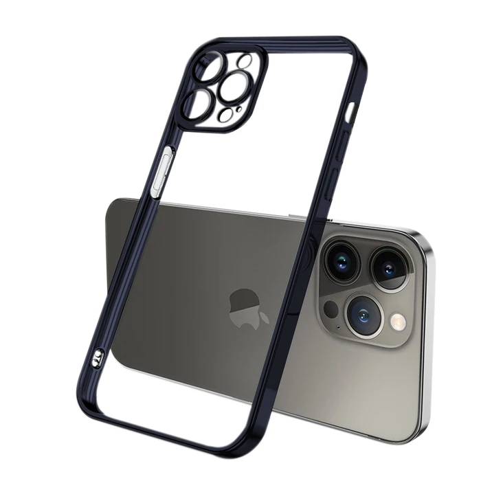 ALLY Fashion Series iPhone 13 Pro 6.1inç Kılıf Renkli Kenar Lazer Çerçeveli Silikon Kılıf-(5775)
