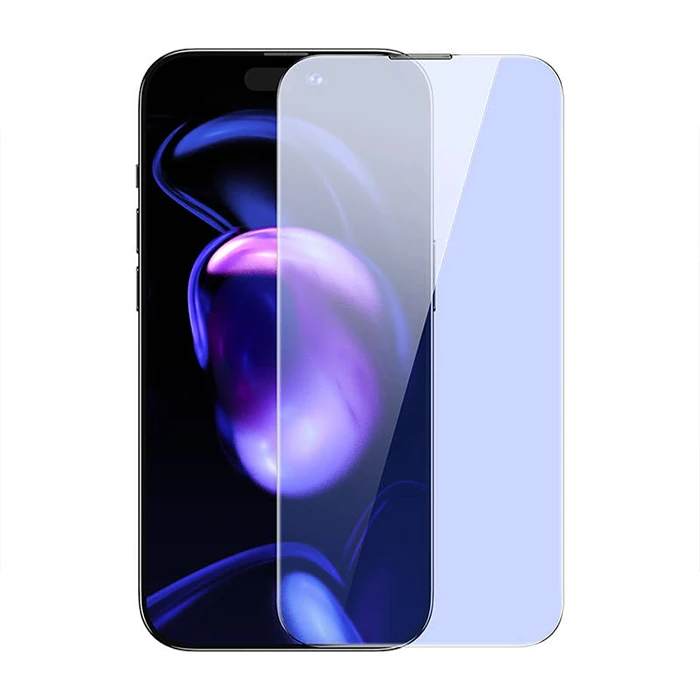 Baseus iPhone 15 Pro Full Koruma Anti Mavi Işık Tempered Cam Ekran Koruyucu 2 Adet Set-(5775)