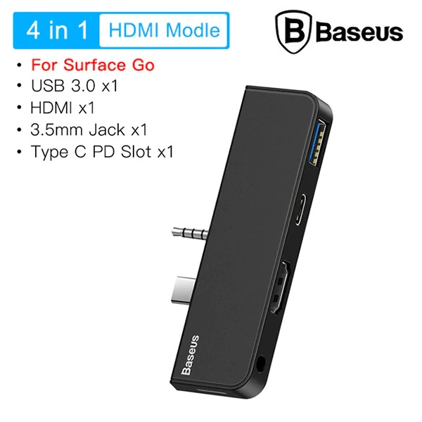Baseus Multifunctional HUB Surface Go(Type-C+Audio to HD4K+USB3.0+Type-C(data)+Audiok-(5775)