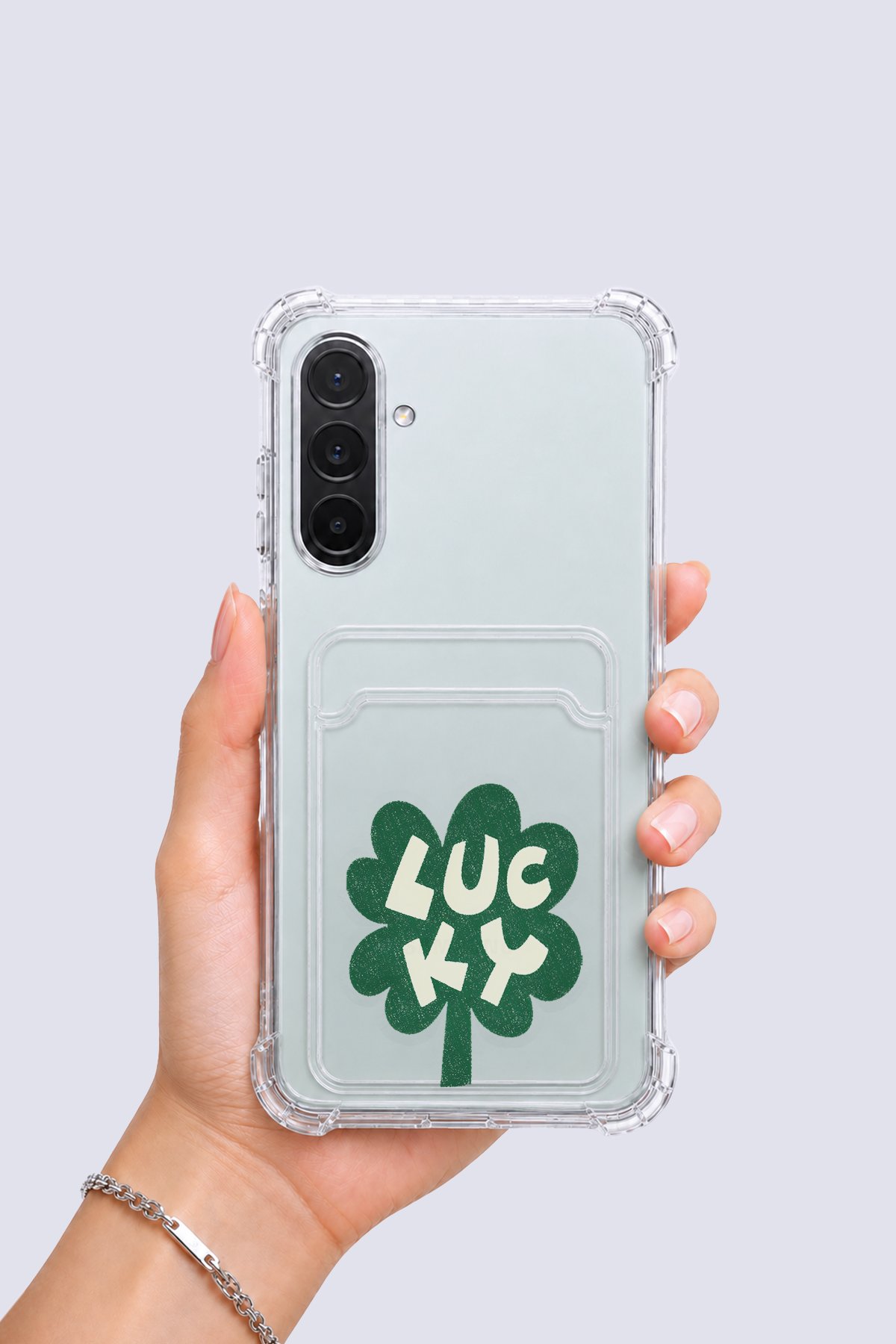 Samsung Galaxy A36 Kartlıklı Lucky Yonca Desenli Kılıf