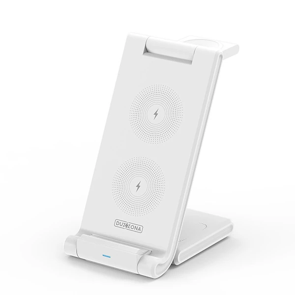 Duzzona 15W Katlanır 3 in 1 Telefon Kulaklık Saat Kablosuz Şarj Standı-(5775)