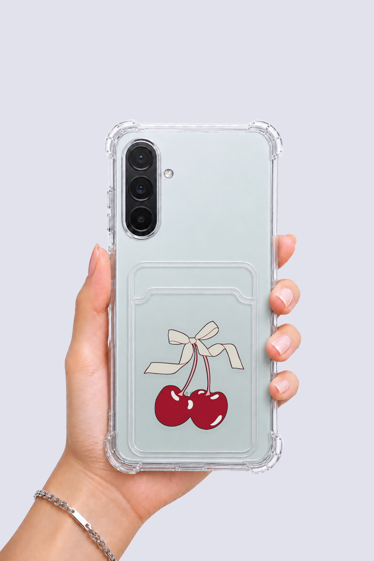Samsung Galaxy A56 Kartlıklı Kiraz Desenli Kılıf