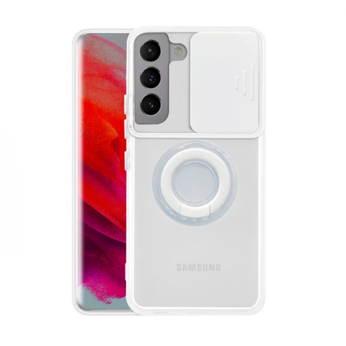 SM Galaxy S21 – S30 Kılıf Sürgülü Kamera Lens Korumalı Yüzük Standlı Silikon Kılıf-(5775)