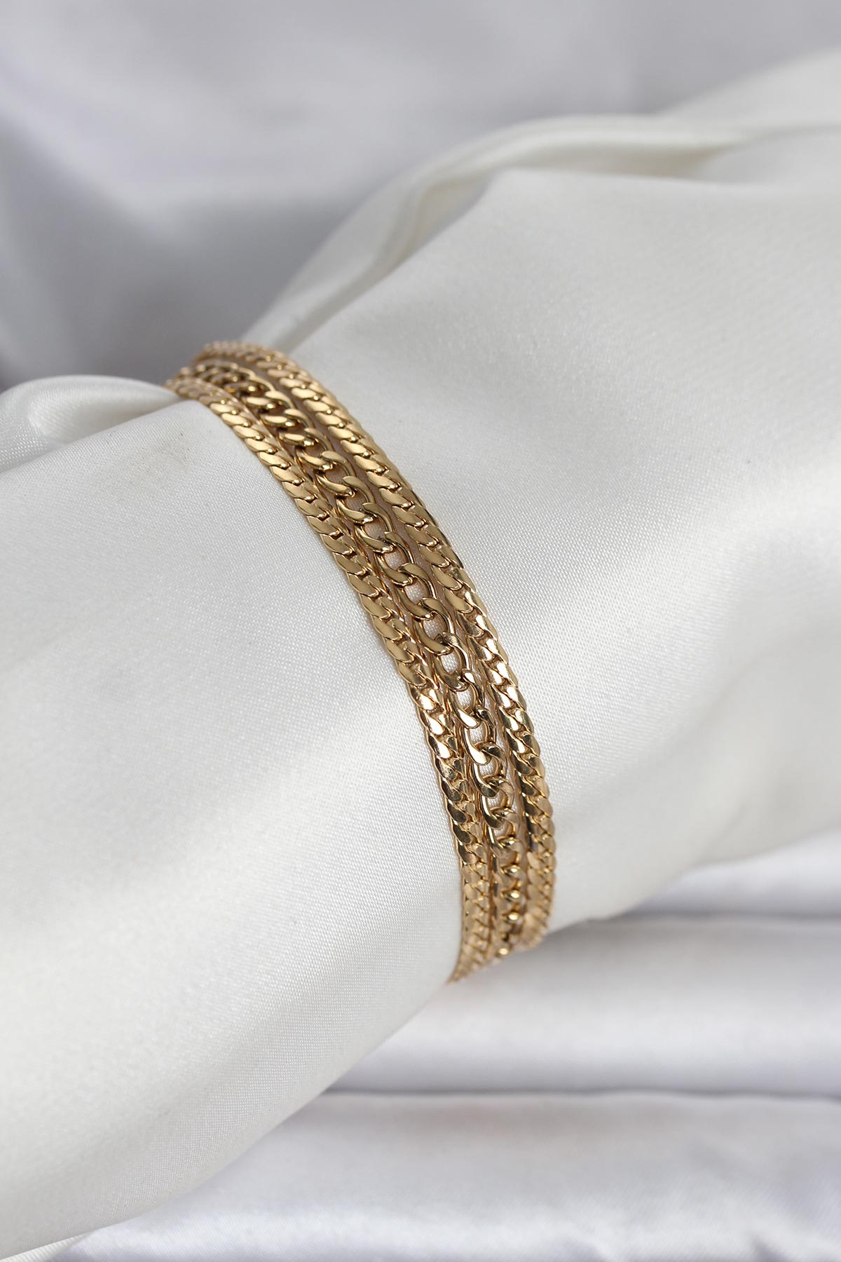 316L Çelik Gold Renk 3’lü Kadın Bileklik 5886