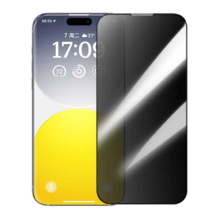 Baseus iPhone 15 Plus Privacy Hayalet Full Koruma Cam Ekran Koruyucu-(5775)