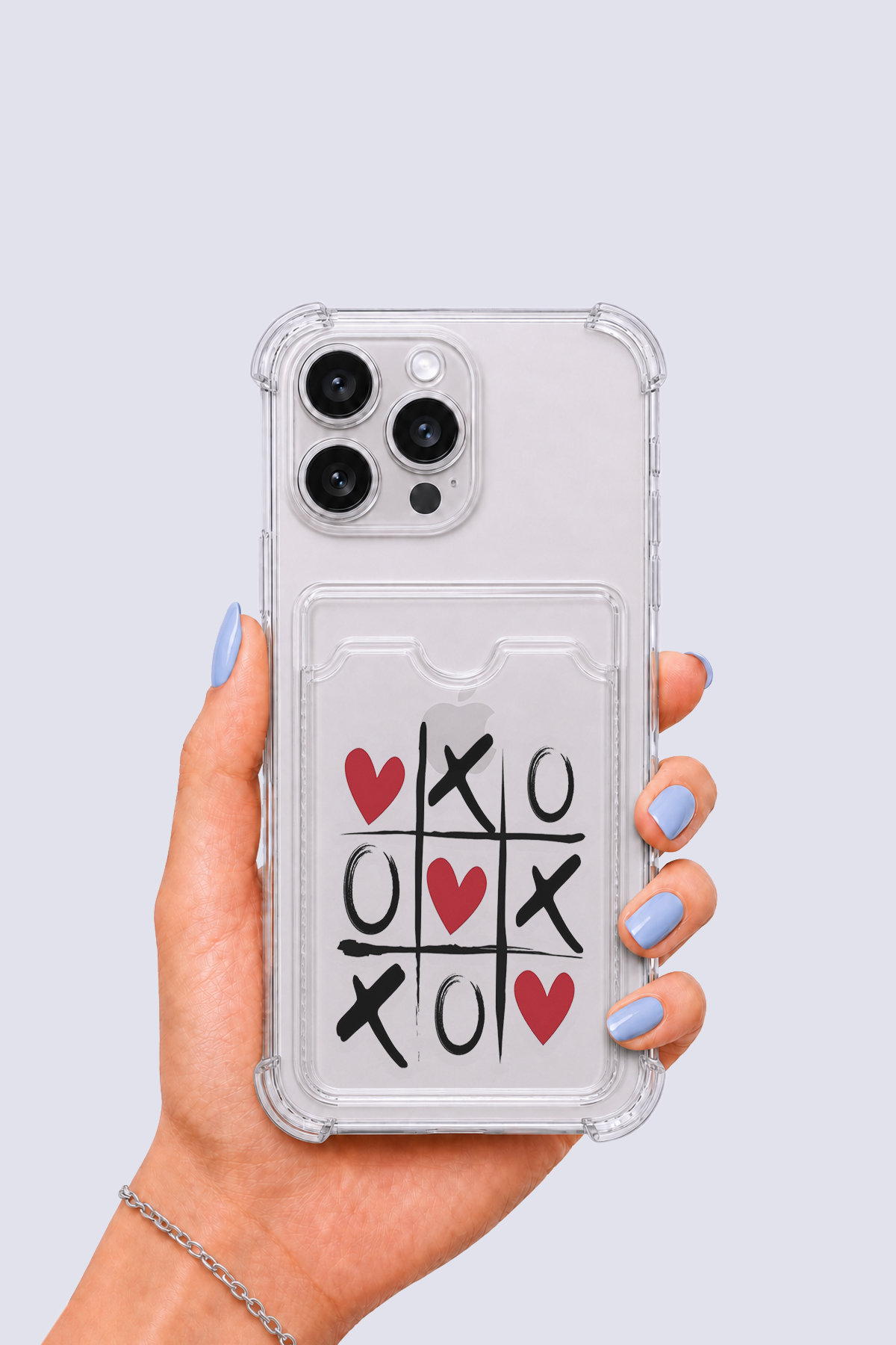 iPhone 13 Pro Max Kartlıklı XoXO Desenli Kılıf