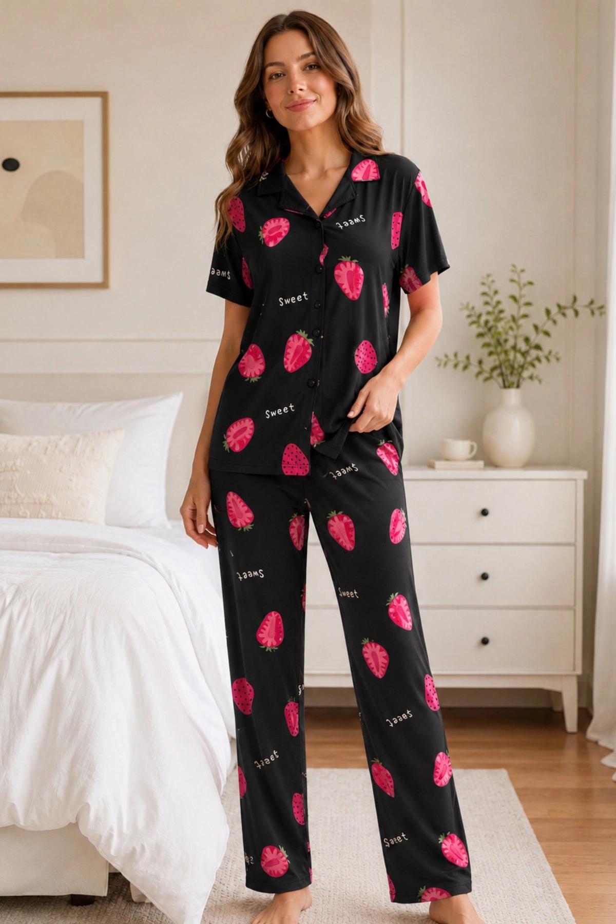 siyah-cilek-desenli-kisa-kollu-gomlek-yaka-milan-kumas-kadin-pijama-takimi-49426218-sw1200sh1800