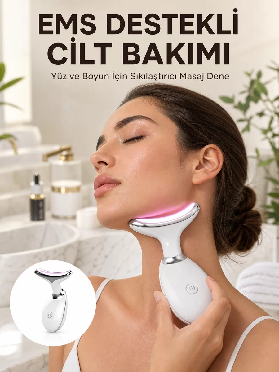 Cilt Yenileyici Şarjlı Güzellik Aleti – Pozitif/Negatif İyon Titreşimli Masaj ve Kırmızı-Mavi-Yeşil Işıkla Yeni Nesil