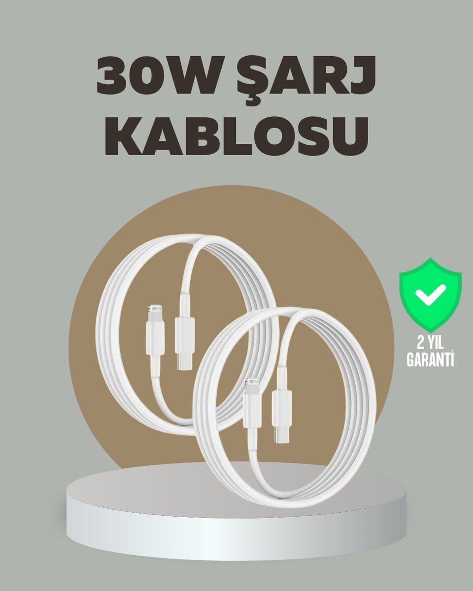 iPhone iPad Airpods Uyumlu 30W Type-C to Lightning Kablo